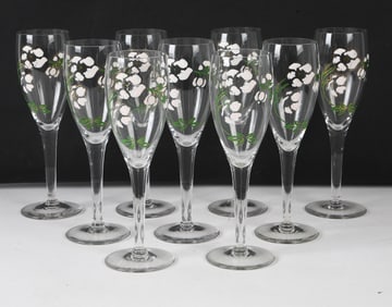 FLORAL DECORATED STEMWARE GLASSES
