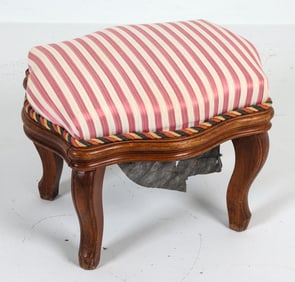 LOUIS XV STYLE MAHOGANY FOOTSTOOL