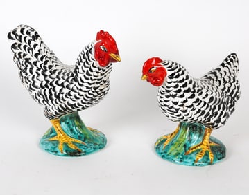 PAIR OF DECORATIVE CERAMIC CHICKENS