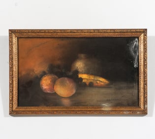 ANTIQUE STILL LIFE OF FRUIT OIL PASTEL