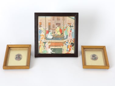 GROUPING OF MOGHAL INDIAN MINIATURE PAINTINGS