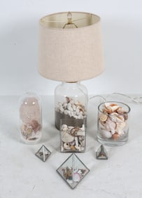 DECORATIVE GROUPING W/ GLASS & SHELLS