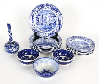 BLUE & WHITE TRANSFERWARE CERAMIC GROUPING