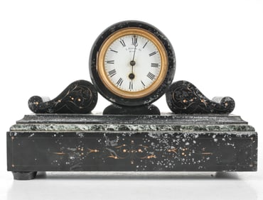Signed on clock face 'E. Adrien Hr. Bruxelles'. Brass hardware. Gilded accents in embossed portions.