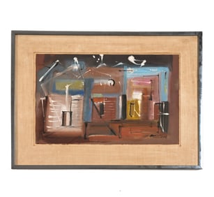 Signed indistinctly and dated 1953 lower left. Dimensions: (Frame) H 20.5" x W 27.5" ; (Painting) H