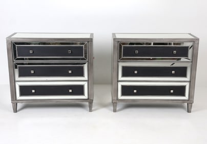 PAIR OF CONTEMPORARY MIRRORED CHESTS