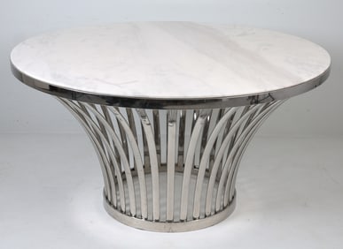 Contemporary. Dimensions: H 29.5" x Dia. 56" Condition: Showing signs of wear including few chips to