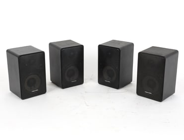 (4) Speakers in group. Feature cast metal enclosures, good quality. Excellent sound for size.