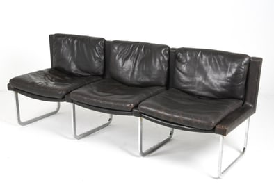 ROBERT HAUSSMANN FOR DE SEDE LEATHER & STEEL SOFA
