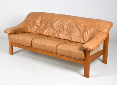BRUNSTAD "CASA" PINE & LEATHER SOFA C. 1970S
