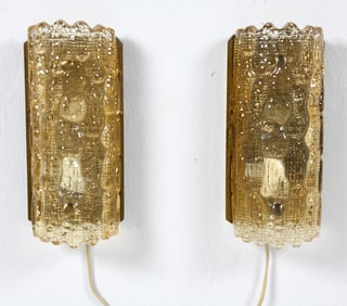 PAIR CARL FAGERLUND FOR ORREFORS GLASS SCONCES
