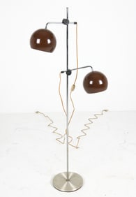 DANISH STEEL DOUBLE LIGHT FLOOR LAMP C. 1960S