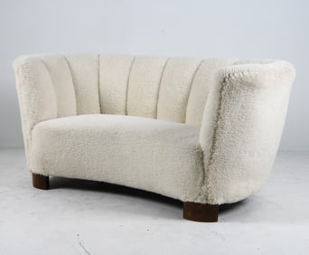 DANISH LAMBSVWOOL BANANA SOFA C. 1950S