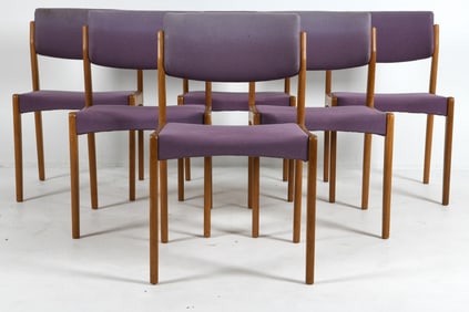 (6) H. W. KLEIN DANISH TEAK & WOOL DINING CHAIRS