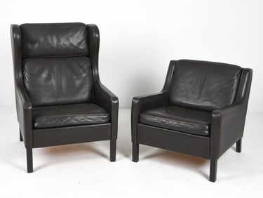 MANNER OF BORGE MOGENSEN DANISH LEATHER CHAIRS