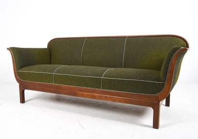 FRITS HENNINGSEN STYLE DANISH MAHOGANY & WOOL SOFA