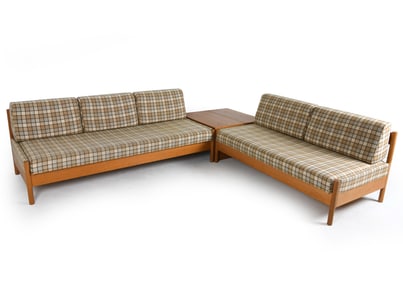 UNITEX SWEDISH OAK SECTIONAL SOFA & TABLE C. 1970S
