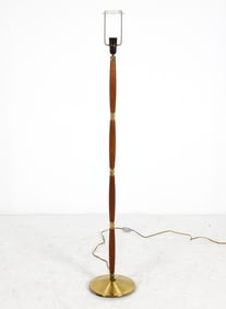 LAONI DANISH TEAK & BRASS FLOOR LAMP C. 1970S