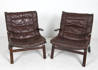 PAIR OF MILJO RANGE LEATHER EASY CHAIRS C.1970S