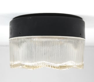SCANDINAVIAN GLASS & METAL CEILING LIGHT C. 1970S