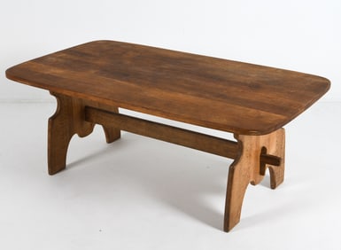 SWEDISH BRUTALIST OAK COFFEE TABLE C. 1970S