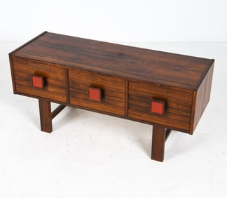 DANISH ROSEWOOD & LEATHER LOW CHEST C. 1970S