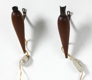 PAIR OF DANISH TEAK WALL SCONCES C. 1960S