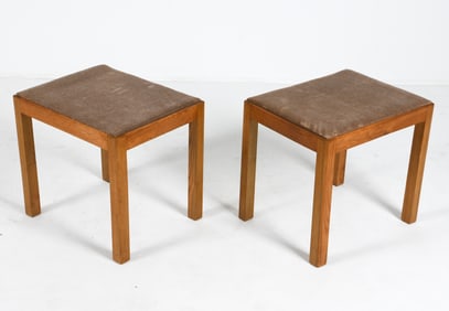 PAIR OF DANISH TEAK & VELOUR BENCHES