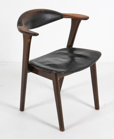ERIK KIRKEGAARD TEAK & LEATHER ARMCHAIR C. 1960S