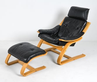 SKIPPER SWEDISH BEECH LOUNGE CHAIR & OTTOMAN
