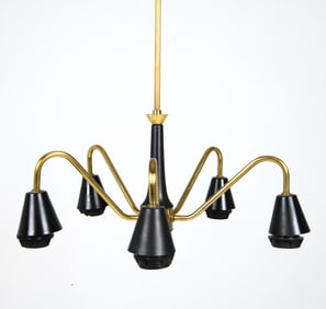 DANISH BRASS PENDANT CHANDELIER C. 1970S