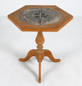 ATTR HENNING KJAERNULF OAK & TILE SIDE TABLE 1970S