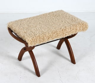 DANISH TEAK & LAMBSWOOL STOOL C. 1960S