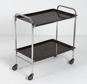 MID-CENTURY CHROME BAR CART C. 1970S