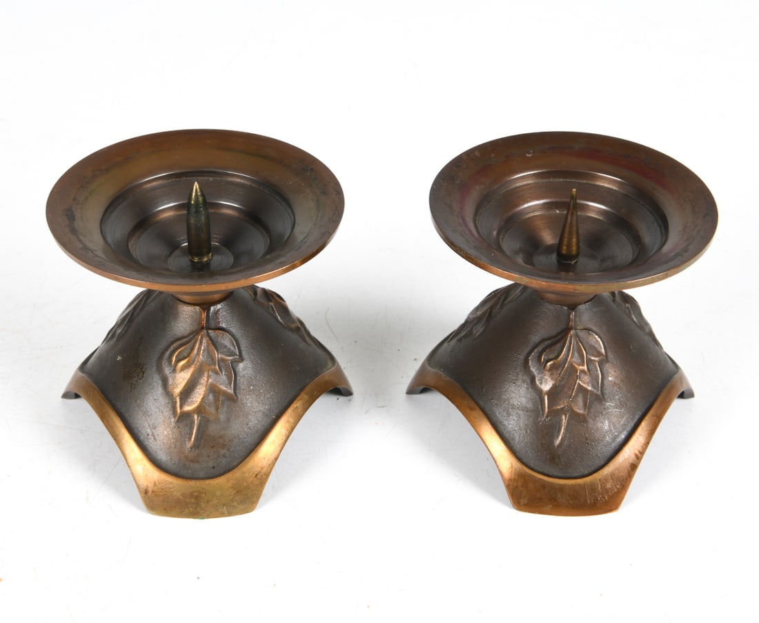 PAIR OF AEDEL MALM DANISH BRONZE CANDLE HOLDERS (1 of 8)