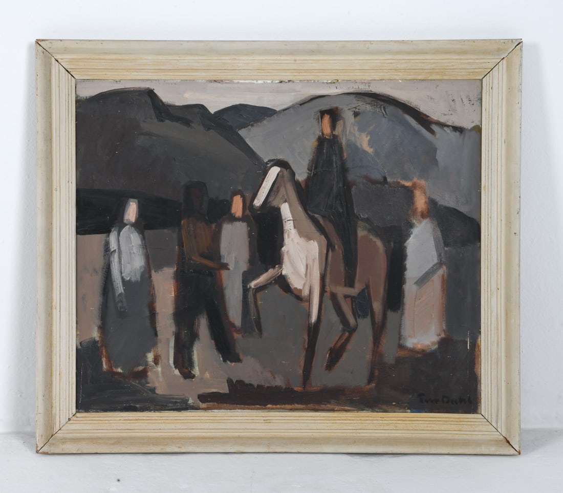 PEER LORENTZ DAHL (1915-2005) HORSE & FIGURES O/C (1 of 5)