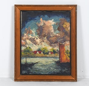 MID-CENTURY SCANDINAVIAN ABSTRACT SEASCAPE O/B