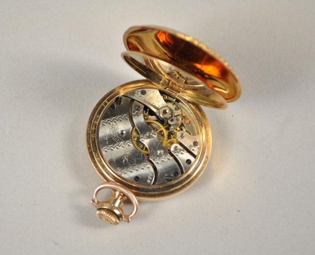 14K GOLD DUEBER/HAMPDEN LADIES POCKET WATCH Lot 344