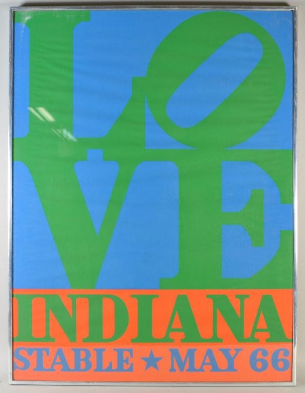 ROBERT INDIANA 1966 POSTER: Color silkscreen Dimensions: framed H 32.5 x W 24.5" Condition: good-rippling to the print. Provenance: From a private CT collection