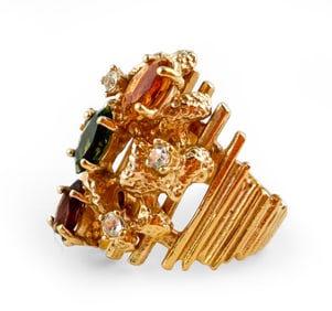 SAMUEL AARON JEWELRY ABSTRACT 18K GOLD RING