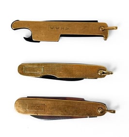 GROUPING ANTIQUE GOLD POCKET KNIVES INCL. TIFFANY