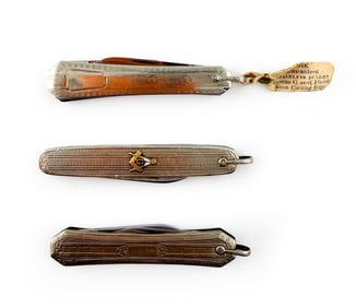 GROUPING ANTIQUE WHITE GOLD POCKET KNIVES