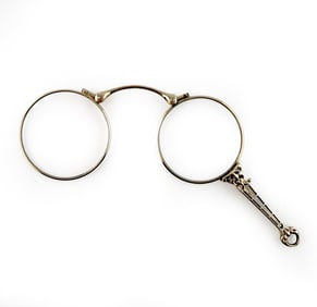 14K WHITE GOLD RETRACTABLE LORGNETTE OPERA GLASSES