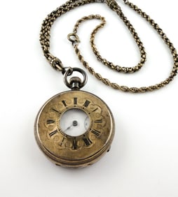 GENEVE 14K GOLD HALF HUNTER POCKET WATCH