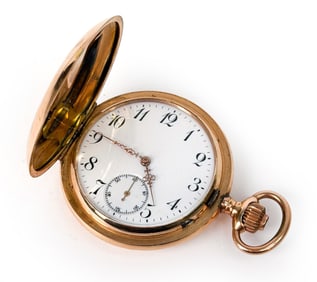 AUREOLE FULL HUNTER 14K GOLD POCKET WATCH