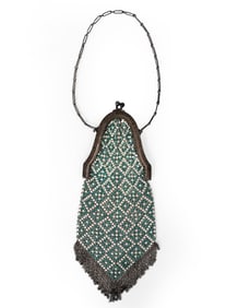 ART DECO WHITING & DAVIS MESH ENAMEL PURSE