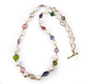 CHAKARR PEARL & SEMI-PRECIOUS STONE NECKLACE