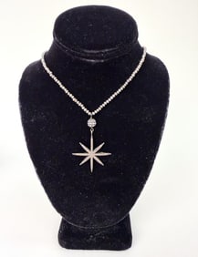HENRI BENDEL STYLE DIAMOND STAR BROOCH NECKLACE