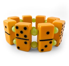 VINTAGE BUTTERSCOTCH BAKELITE DOMINO BRACELET
