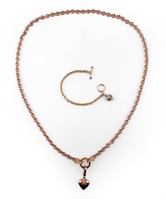 JUICY COUTURE ROSE GOLD-TONE PAVE ICON HEART GROUP